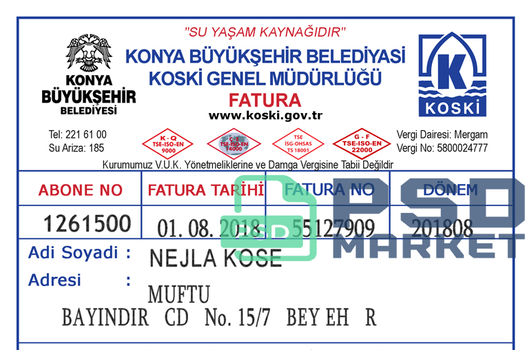 Turkey Koski Utility Bill Template