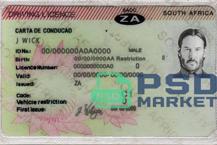 South Africa Driver License Template