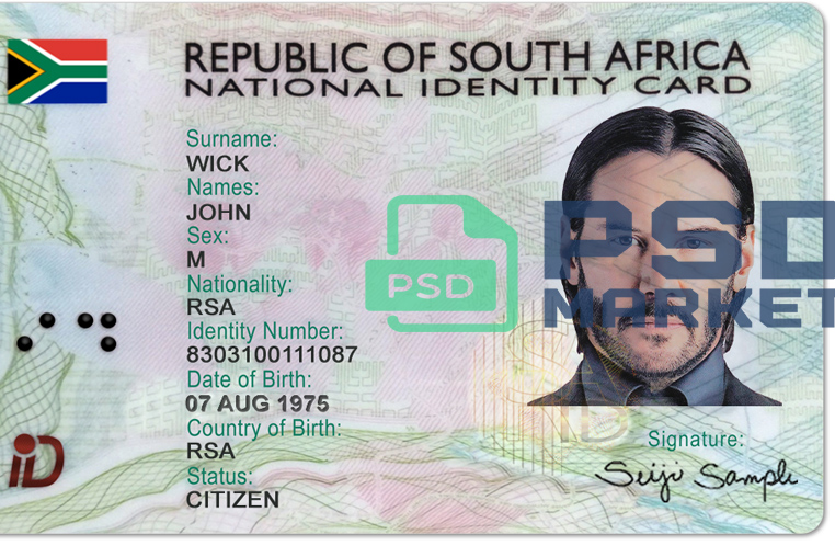 South Africa ID Card Template 2013