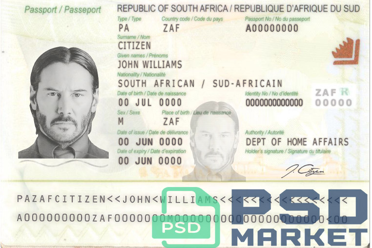 South Africa Passport Template 2009