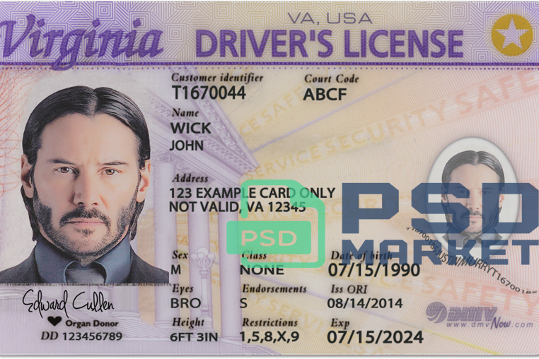 United States (Virginia) Driver License Old Template