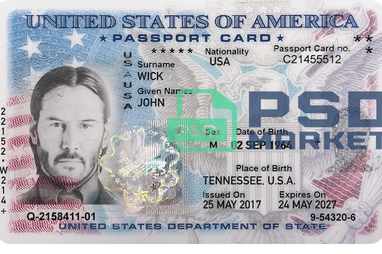 United States ID Card Template 2008