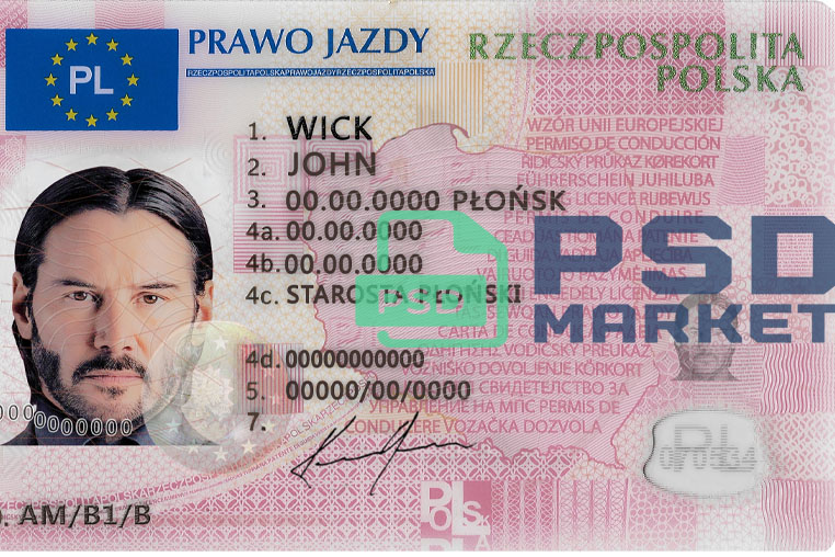 Poland Driver License Template 2019