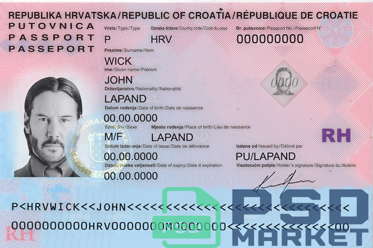 Croatia Passport Template