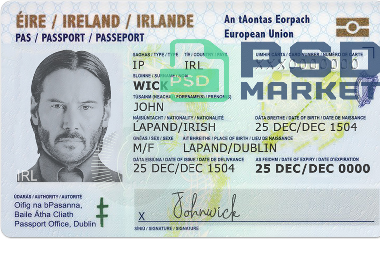 Ireland ID Card Template