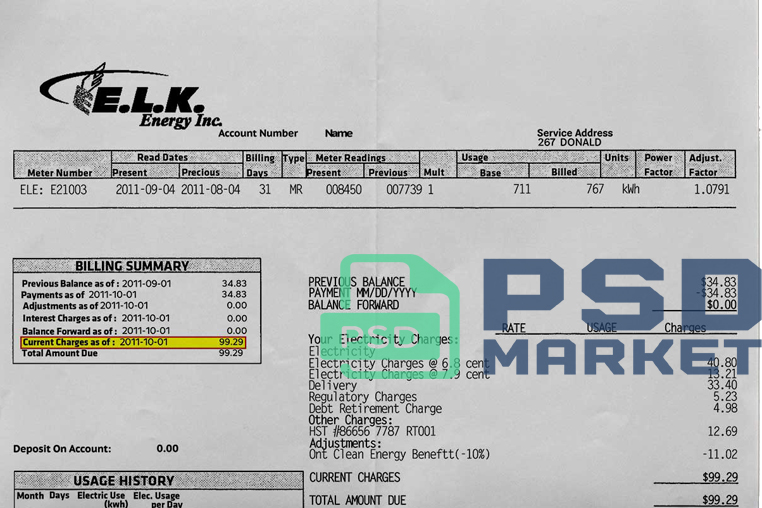 Canada E.L.K. Energy Utility Bill Template