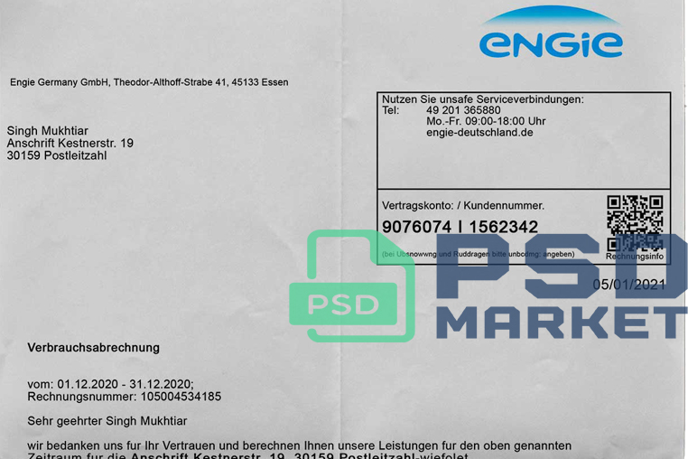 France Engie Utility Bill Template