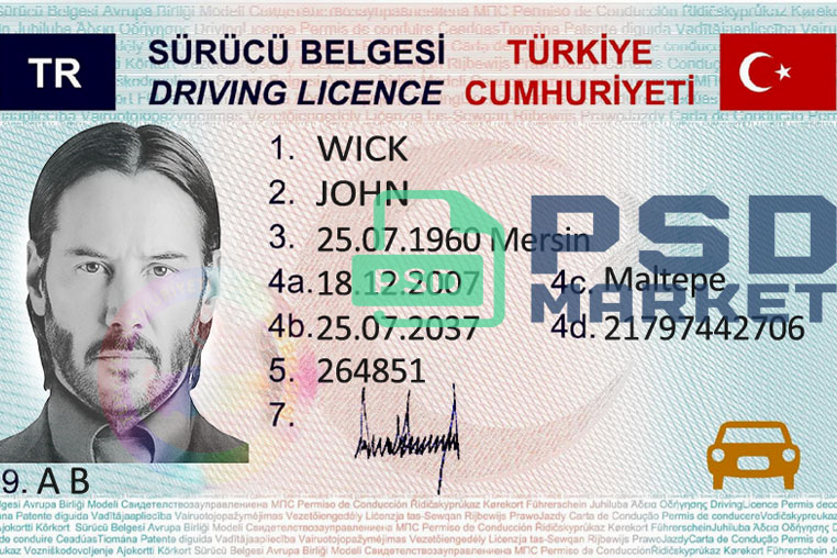 Turkey Driver License Template 2016