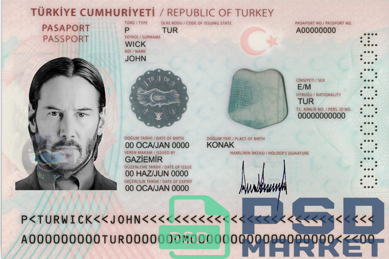 Turkey Passport Template