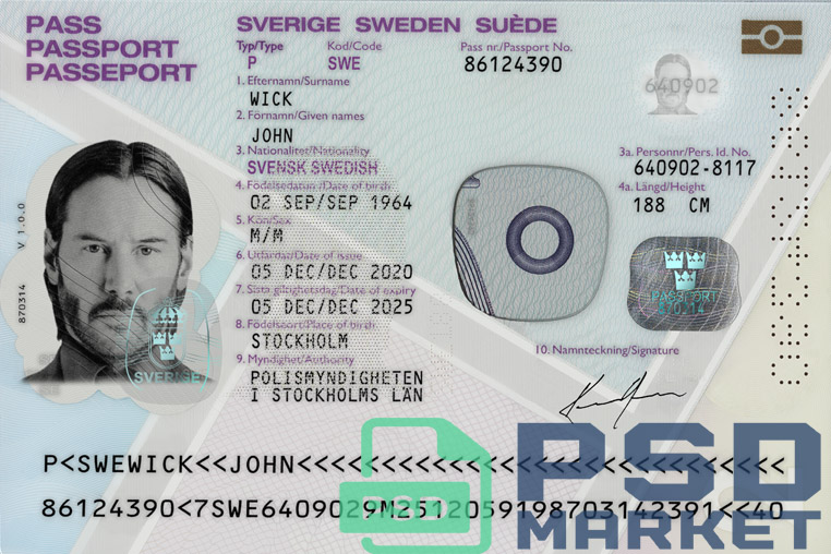 Sweden Passport Template 2012