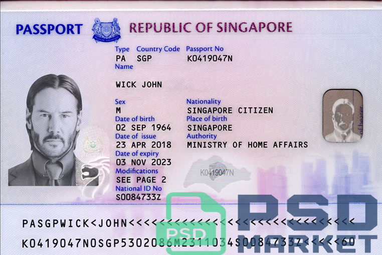 Singapore Passport Template 2017