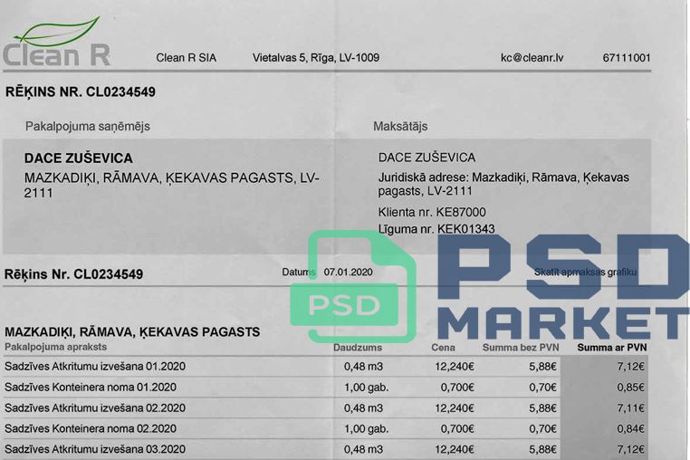 Latvia Clean R Utility Bill Template