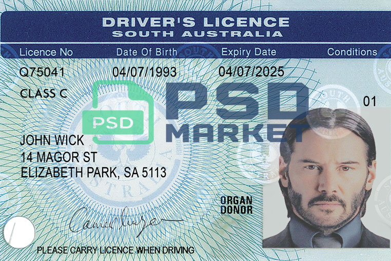 Australia (South Australia) Driver License Template