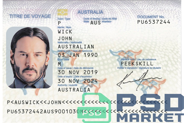 Australia Passport Template 2014