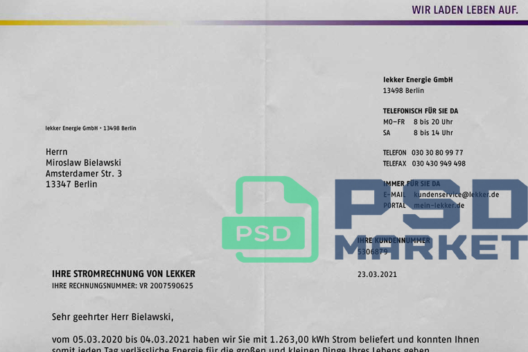 Germany Lekker Utility Bill Template