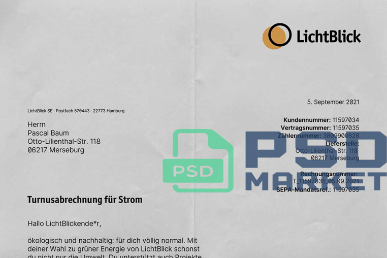 Germany LichtBlick Utility Bill Template