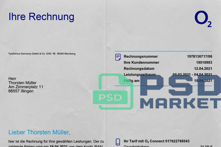 Germany o2online Utility Bill Template