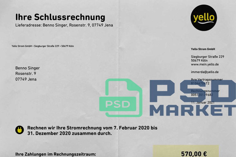 Germany Yello Utility Bill Template