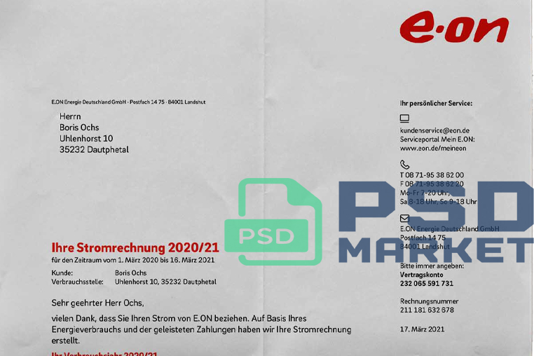 Germany EON Utility Bill Template