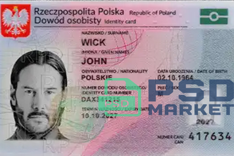 Poland ID Card Template 2019