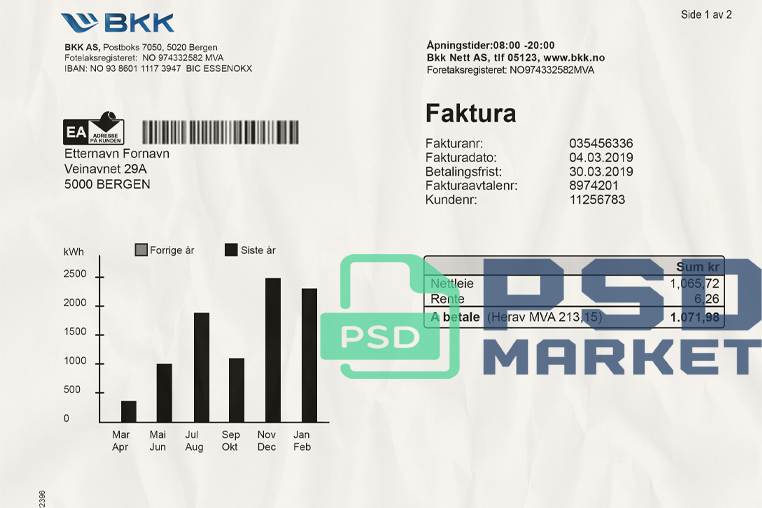 Norway Bkk Utility Bill Template