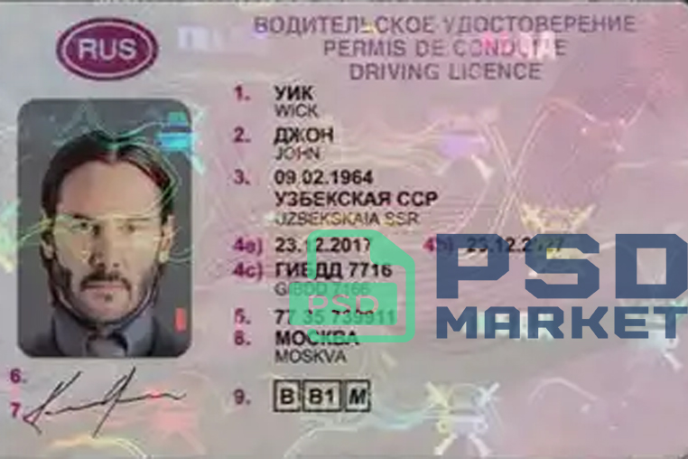 Russia Driver License Template 2020