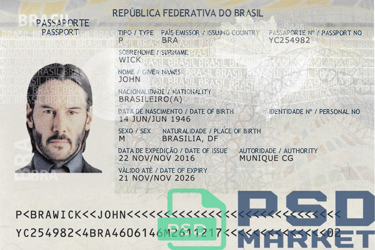 Brazil Passport Template 2016