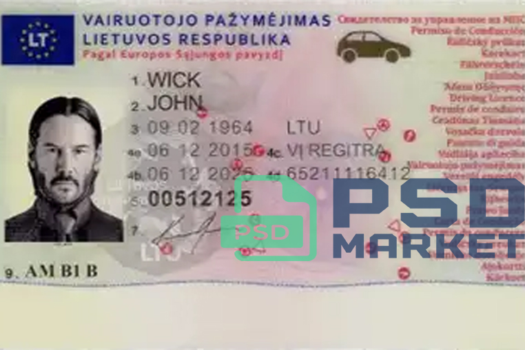 Lithuania Driver License Template