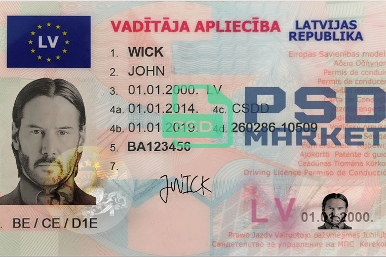 Latvia Driver License template