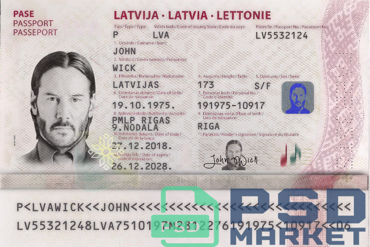 Latvia Passport Template 2015