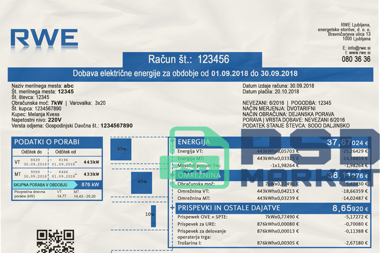 Slovenia RWE Utility Bill Template