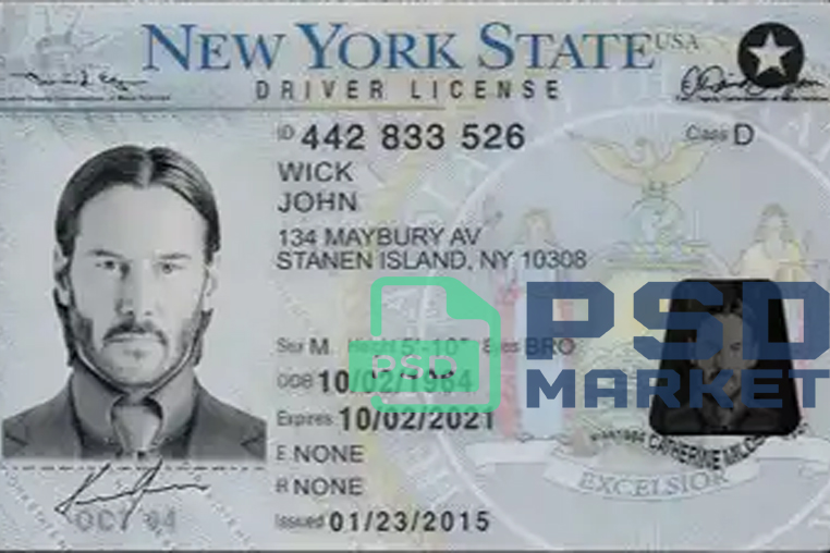 United States (New York) Driver License Template