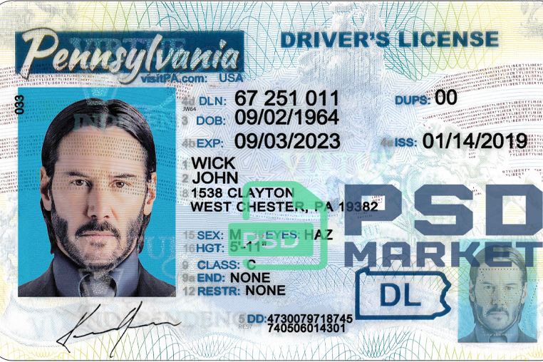 United States (Pensylvania) Driver License New Template