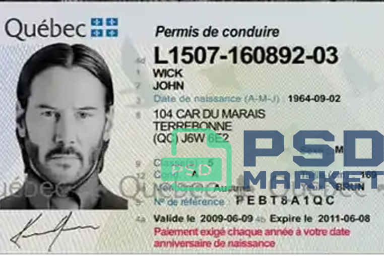 United States (Quebec) Driver License Template