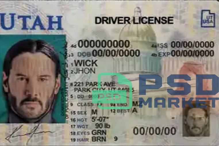 United States (ultah) Driver License Template