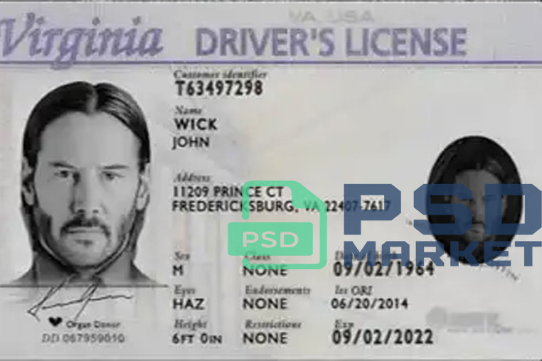 United States (Virginia) Driver License new Template