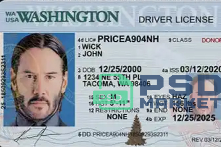 United States (Washington) Driver License Template