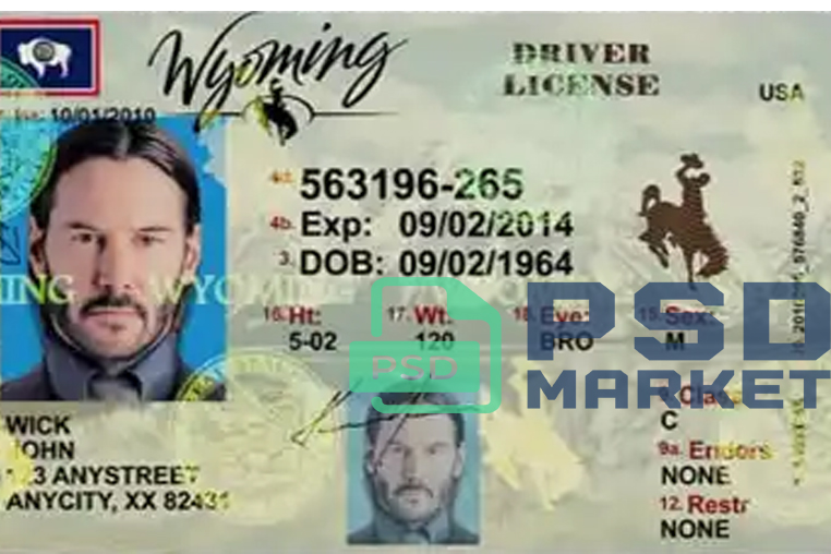 United States (Wyoming) Driver License Template