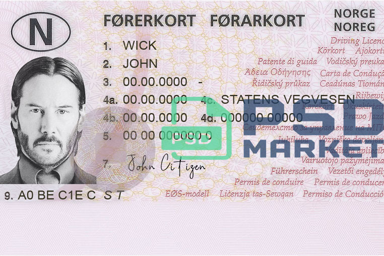 Norway Driver License Template 2013