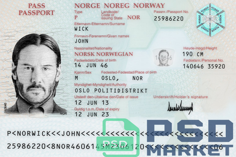 Norway passport Template 2015