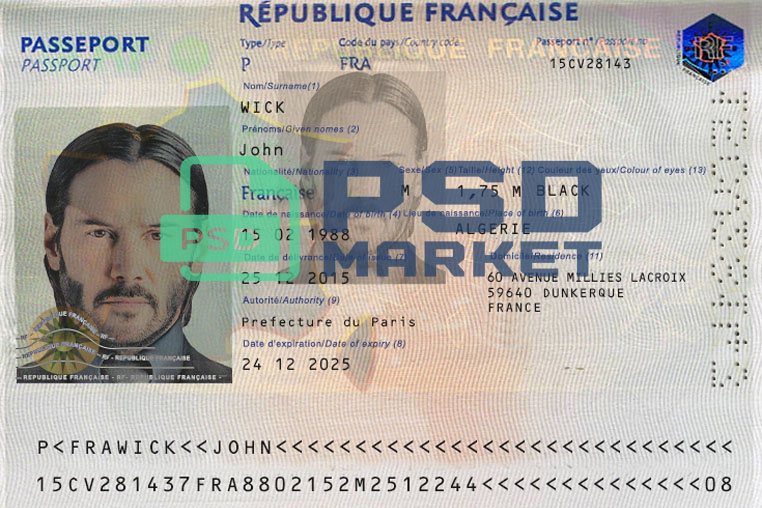 France Passport Template 2006