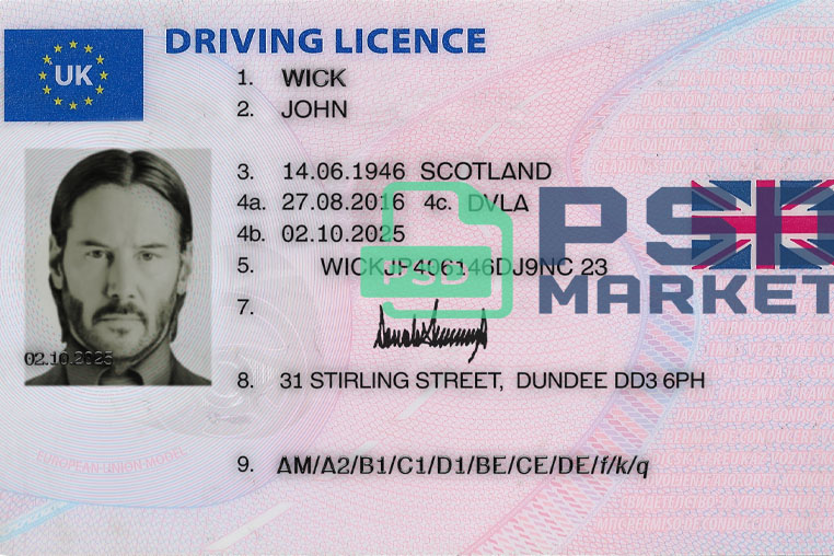 United Kingdom Driver License Template 2015