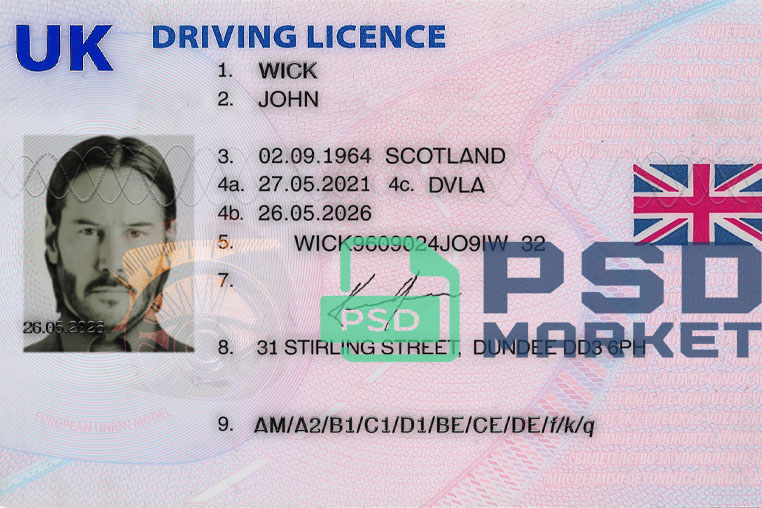 United Kingdom Driver License Template 2021