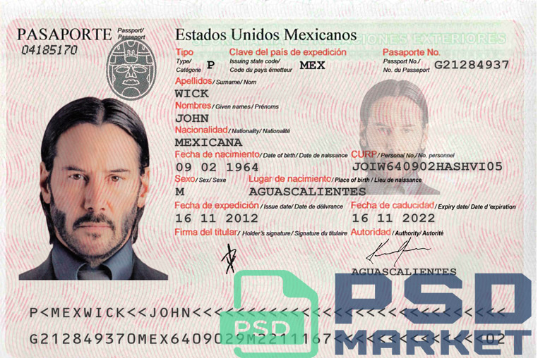 Mexico Passport Template 2016