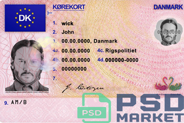 Denmark Driver License Template