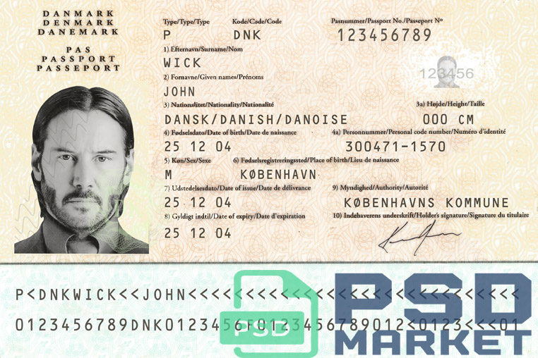 Denmark Passport Template