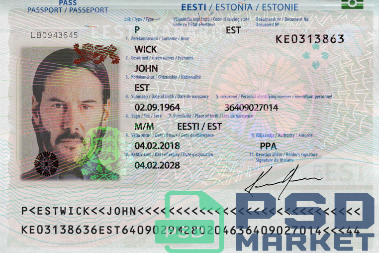 Estonia Passport Template 2014